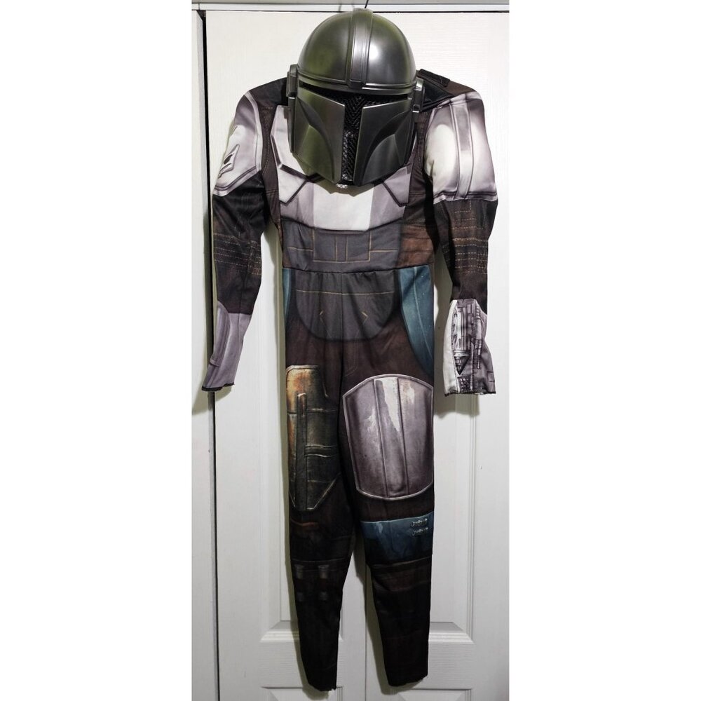 Star Wars The Mandalorian Kids Muscle Costume 8-10 Mask Halloween Beskar Boys